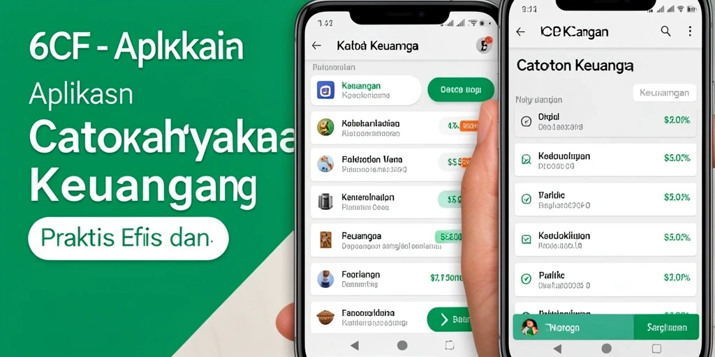 Screenshot antarmuka 6CF menampilkan fitur pencatatan keuangan yang intuitif.